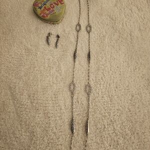 Brighton Silver Long Necklace with matching earrings and box.